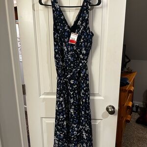 DKNY Navy Floral High Low Dress sz 12